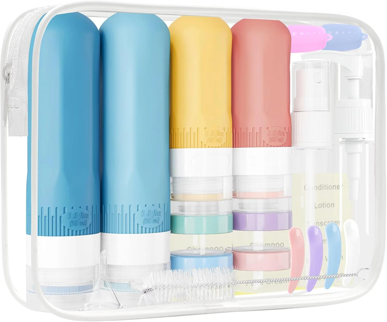 20PCS Travel Bottles Set for Toiletries,Travel Size Leak Proof Reusable Containers for Shampoo and Conditioner Bottles Travel Accessories