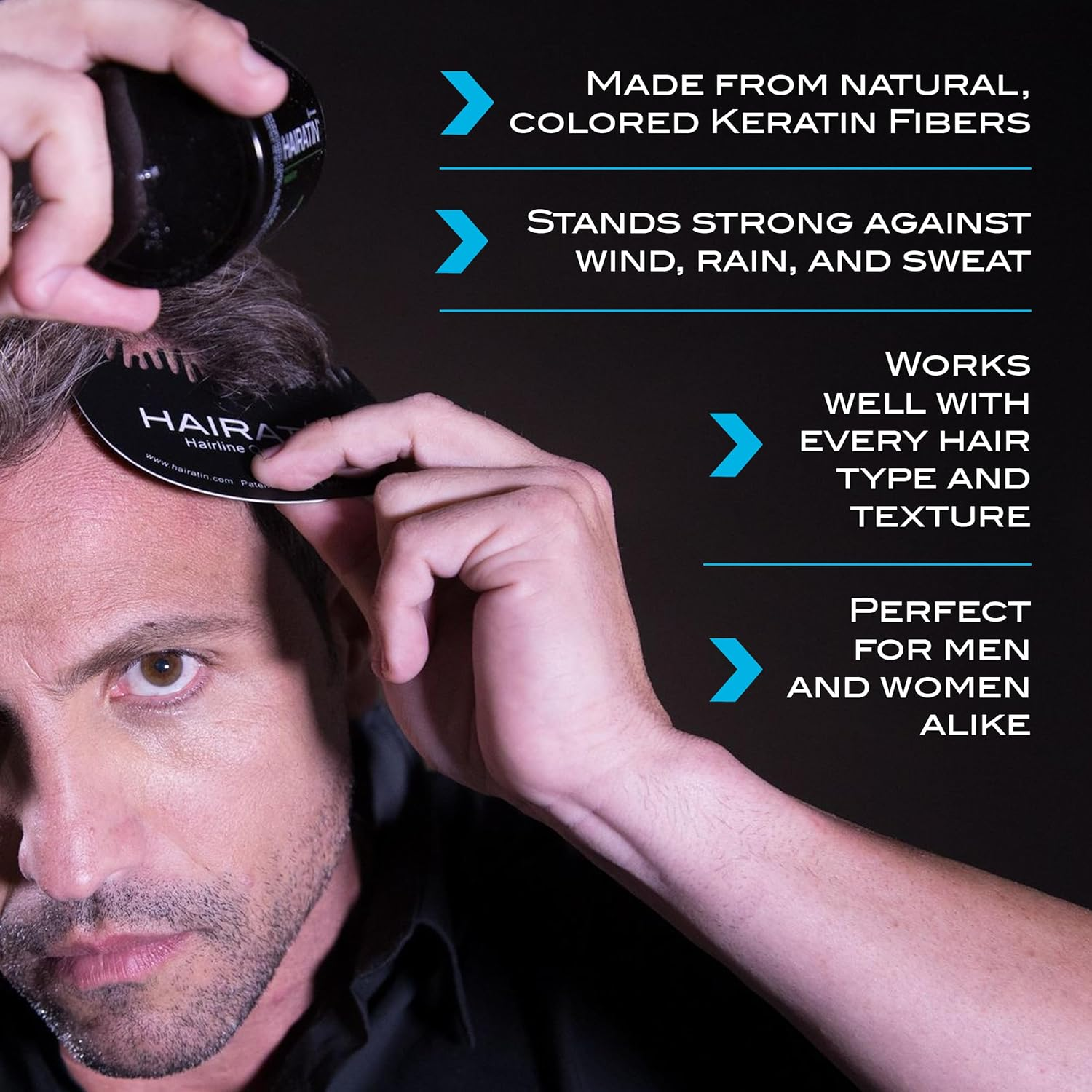 HAIRATIN Building Fibers for Thinning Hair, Medium Brown, 28G - Achieve Fuller, Natural Looking Results, Instantly Conceals Hair Loss in 10 Seconds, Thickener & Bald Spot Cover up for Men & Women image number 6