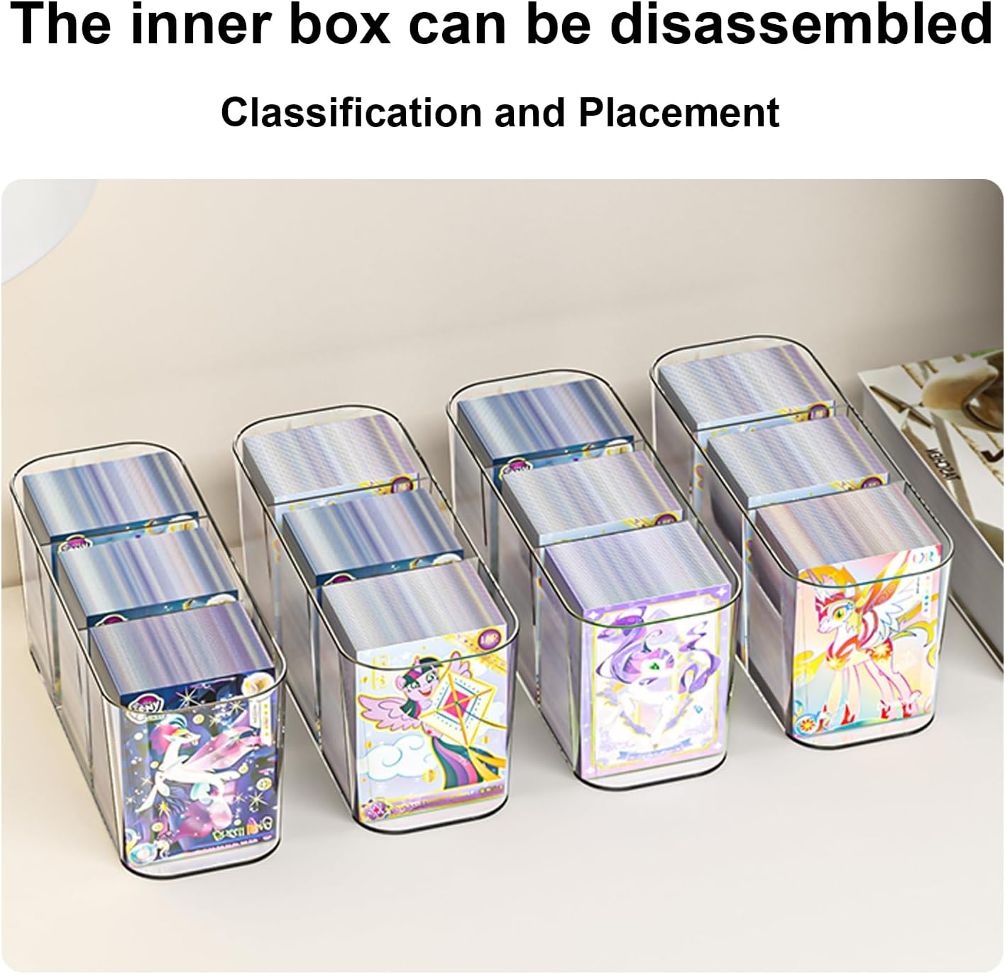 REASOR Transparent Trading Card Storage Box&ndash;Holds 1800+ Game & Collector Cards | 12 Compartments with 4 Removable Dividers | Multi-Purpose Case for Home, Office & Desk Organisation image number 4