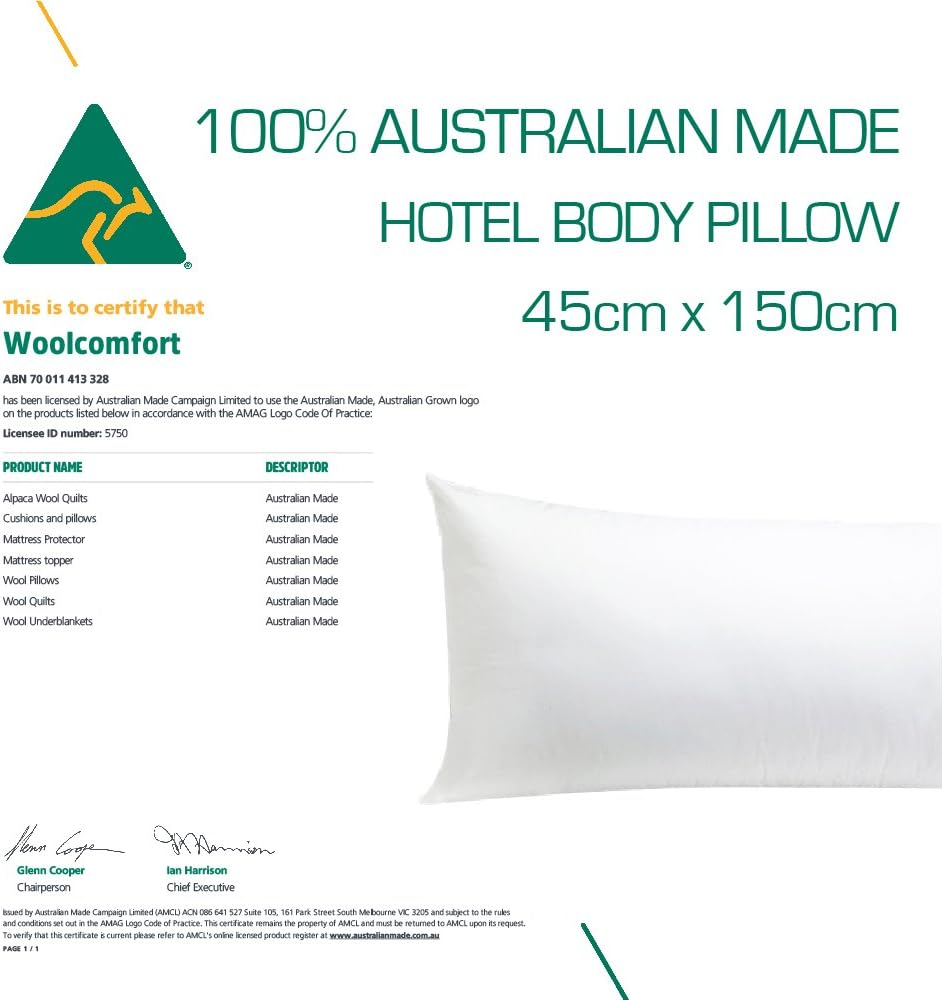 Australian Made Hotel Body Pillow (Pillowcase Included) (Black) image number 5