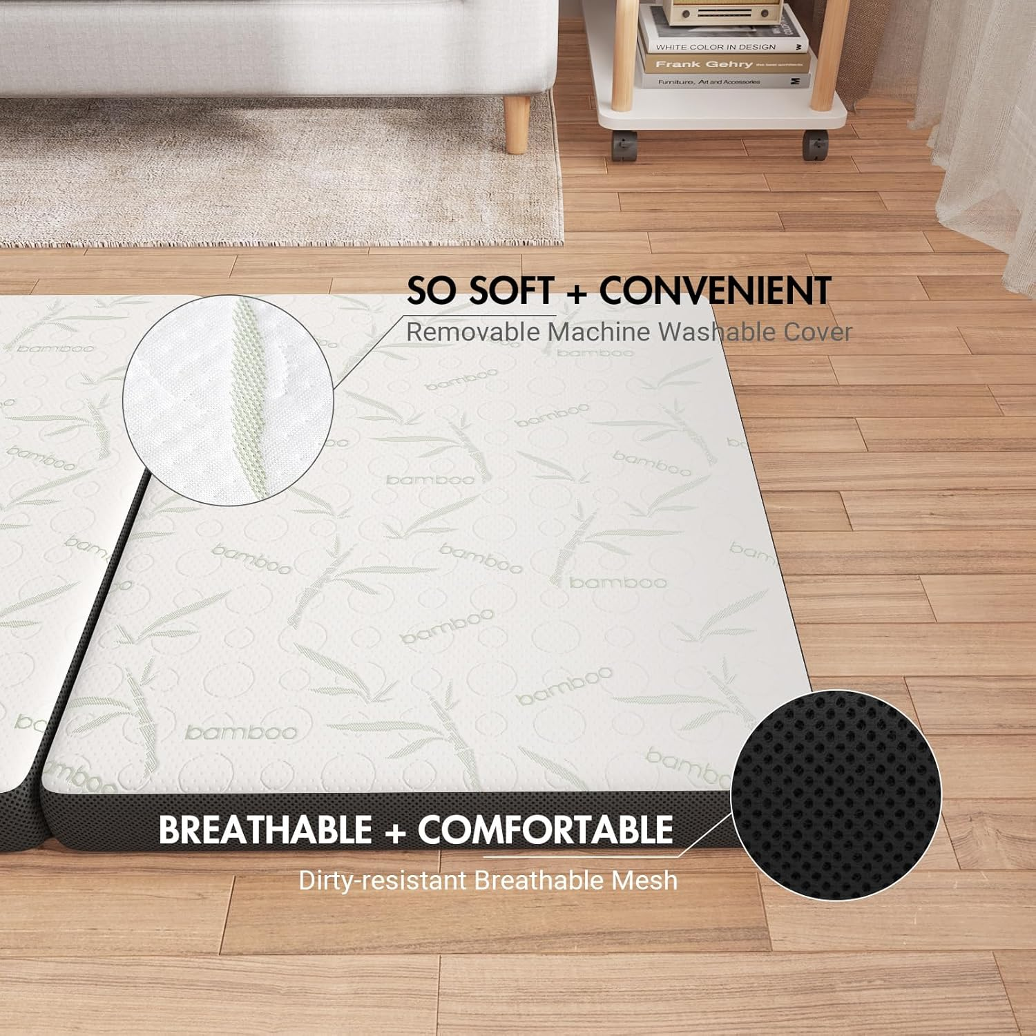 ADVWIN Foldable Mattress, Trifold Folding Foam Mattress, Portable Camping Mat Travel Cushion, Linen Sofa Lounge Bed Floor Pad for Home Office, 189 * 71 * 10Cm image number 4