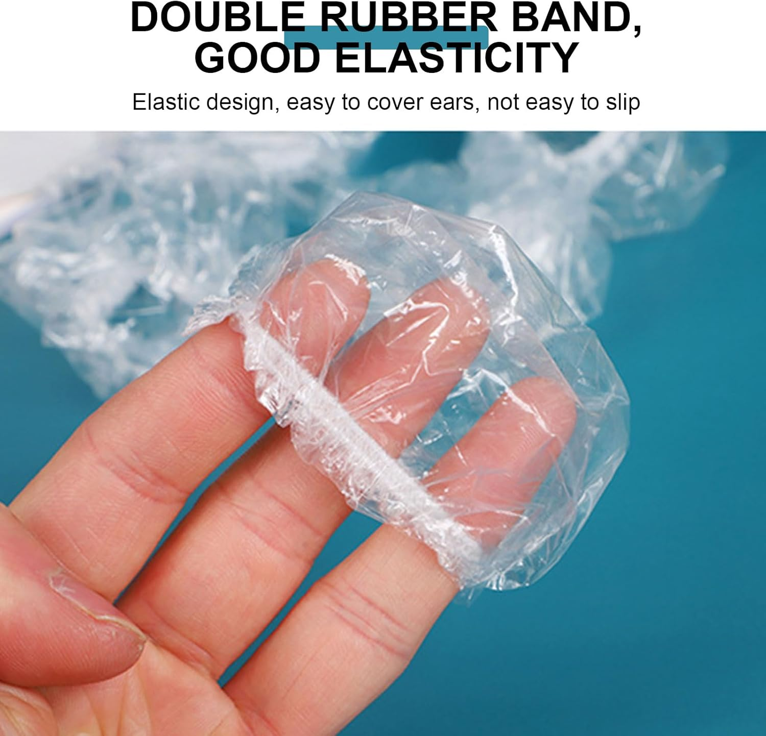 300 Pcs Clear Ear Protectors Plastic Elastic Waterproof Cap Earmuffs Ear Covers for Hair Dye Shower Bathing Home Use Hotel Hair Salon Spa Treatment (300 Pcs) image number 3