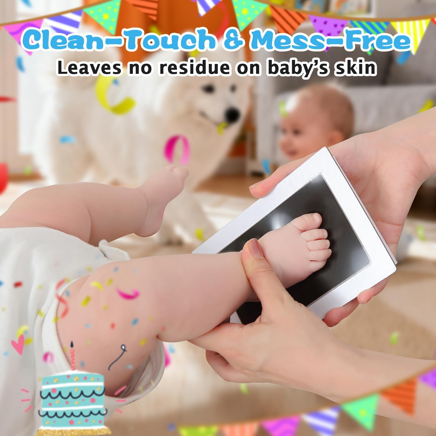 Hiumotan XL Size 6-Pack Imprint Cards & 2 Baby Handprint Ink Pads with Clean-Touch，Baby Inkless Hand and Footprint Kit,Baby Hand and Footprint Kit，Baby Footprint Kit，Baby Shower Gifts,Paw Print Kit,Newborn Essentials image number 1