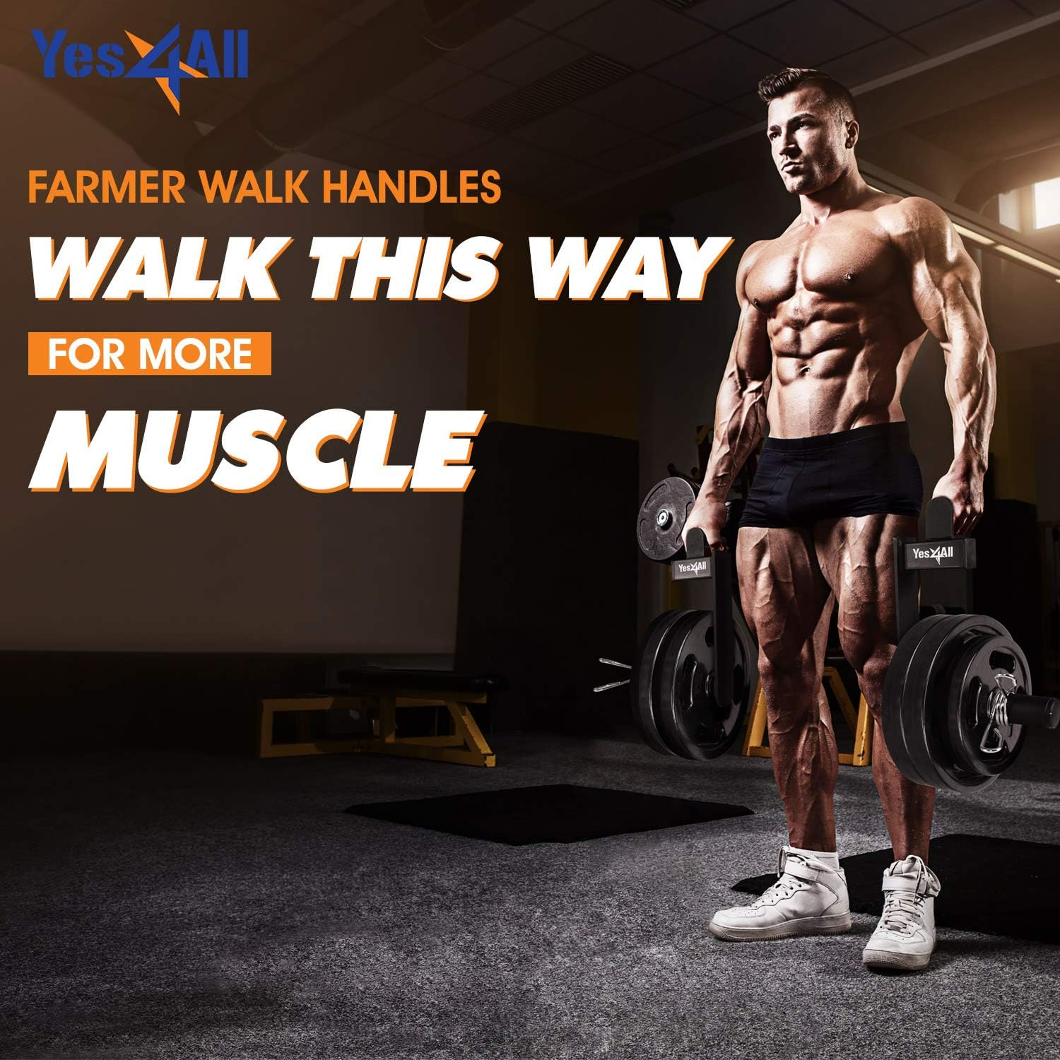 Yes4All Farmer Walk Handles for Grip Strength & Body Building Workouts (Pair) image number 2