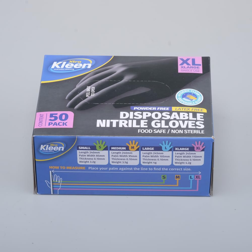 Nitrile Powder Free Disposable Gloves, Black, X-Large (Pack of 50) image number 2
