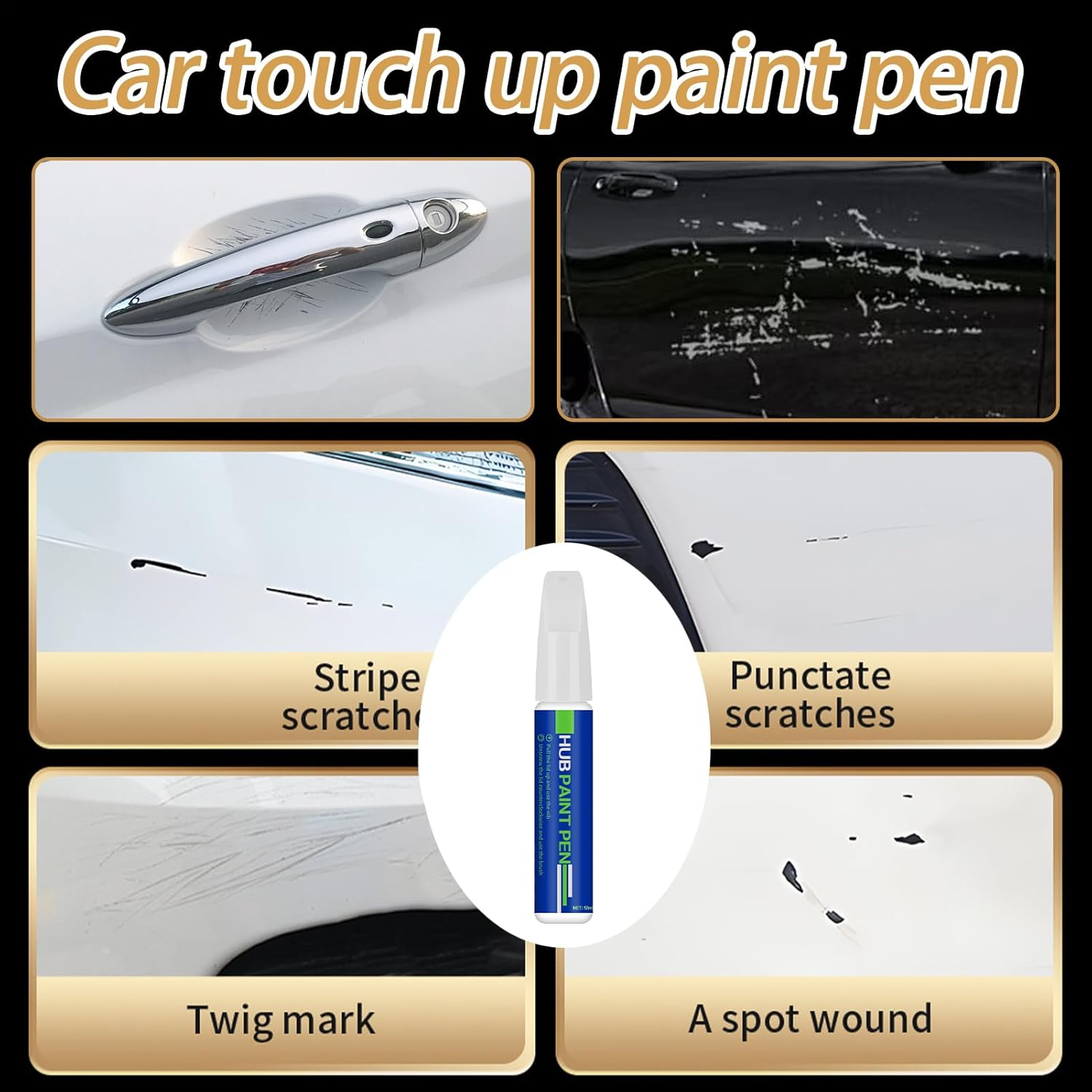 Auto Paint Repair Pen - Auto Touch up Paint Pen - Quick-Dry Marker Filler Scratch Repair for Wood Glass Furniture Wall Appliance Metal Leather