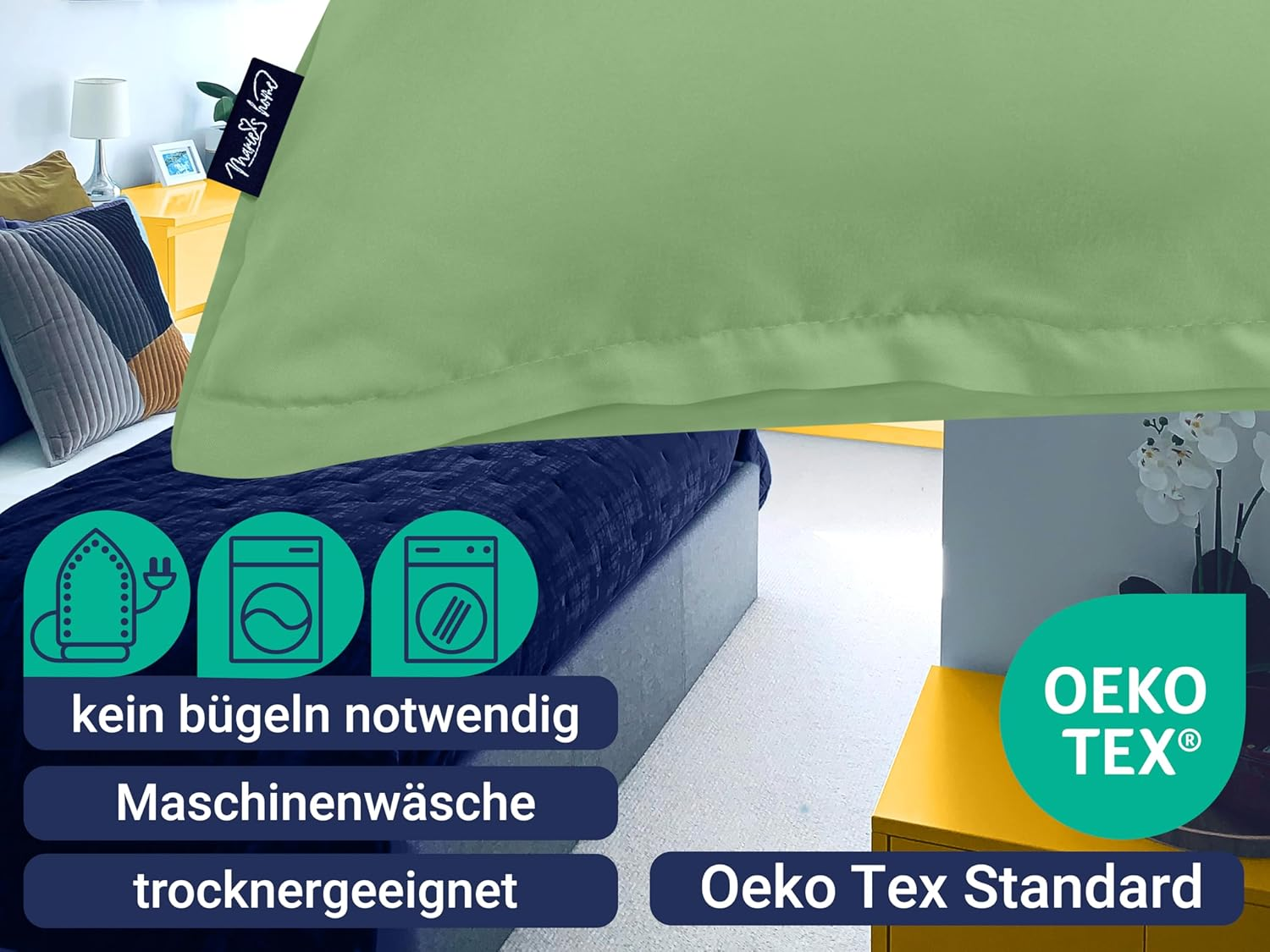 Marie&acute;S Home Bed Linen 135 X 200 Cm and 80 X 80 Cm 2-Piece Set 1613.2353, Sage image number 6