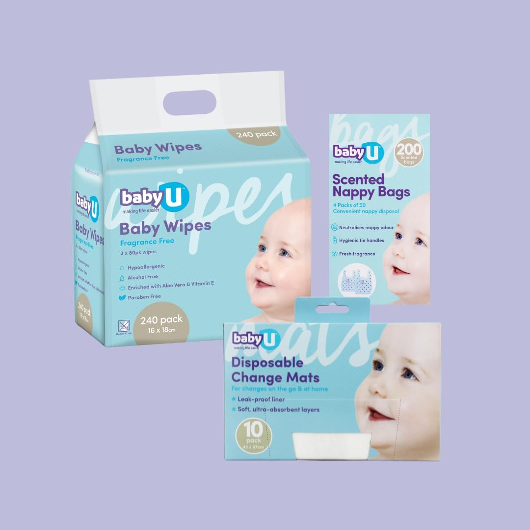 Babyu Nappy Change Essentials Bundle 2 - Fragrance Free Wipes, Scented Nappy Bags & Dispoable Change Mats image number 2