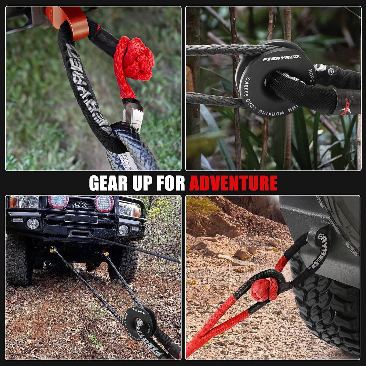 Fieryred Soft Shackle, 1 Inch X 22Inch 33,000Lbs Breaking Strength & Recovery Snatch Ring 17,600Lbs with Black Protective Sleeve Winch Recovery Kit for Towing Truck SUV ATV UTV 4X4