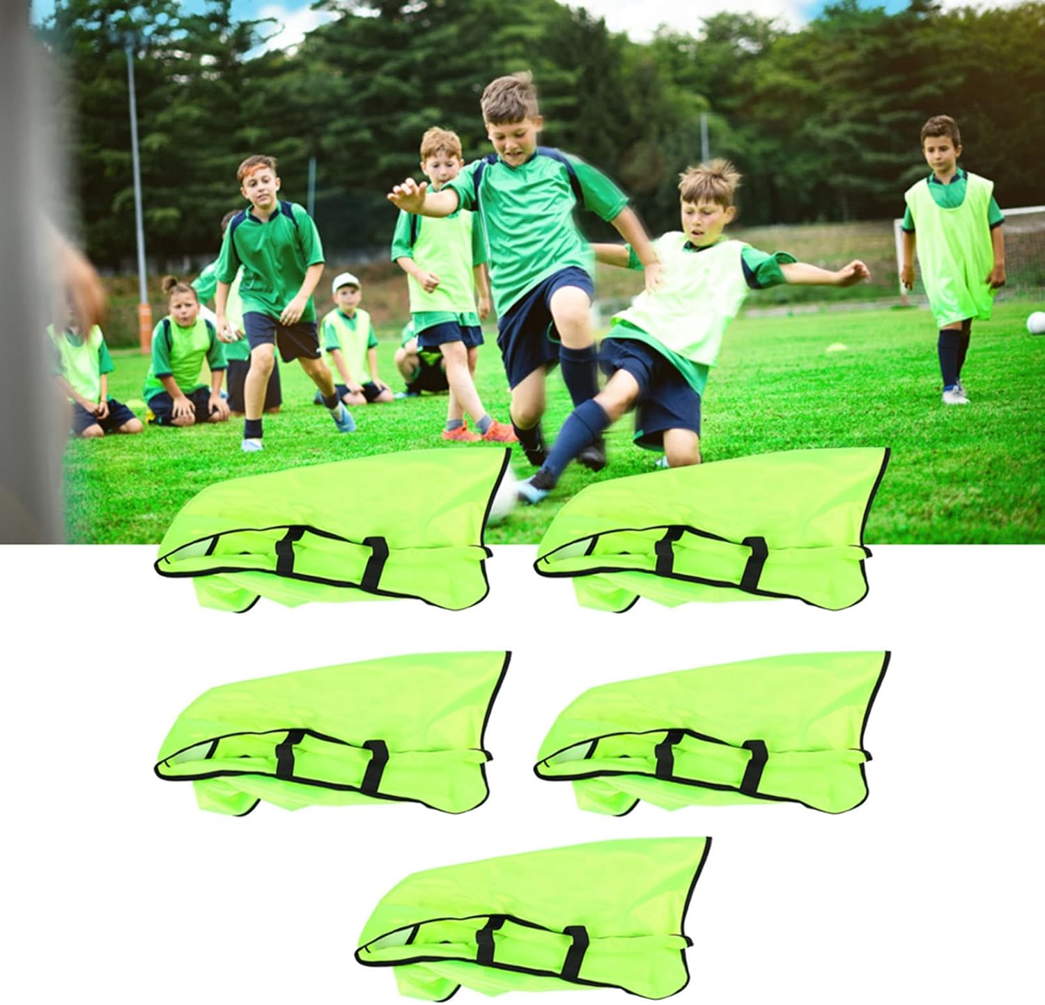 Kids Training Tank Top, 5 Pieces Breathable Sports Practice Bibs for Outdoor Activities (Fluorescent Green) image number 4