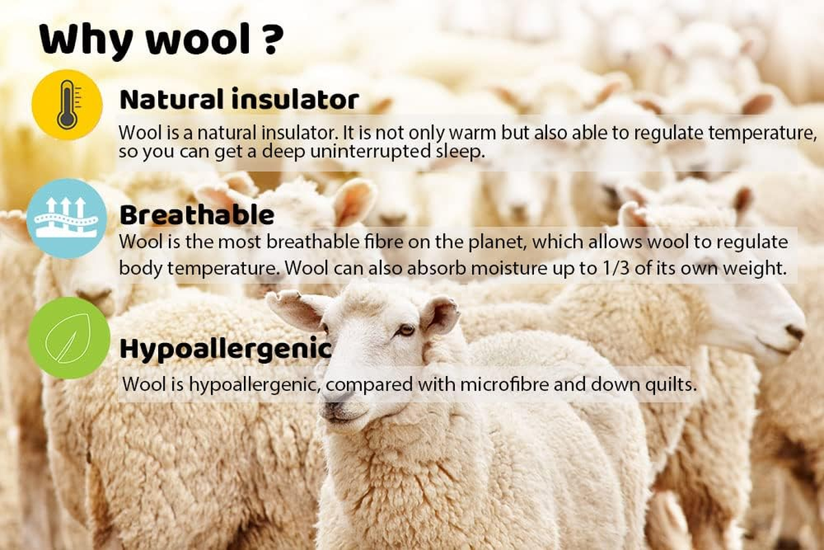 Aus Made Luxury 100% Merino Wool Quilt Duvet Doona Blanket - Cotton Sateen Casing - Summer/Winter- 350/500 / 700GSM (700GSM, Double) image number 4