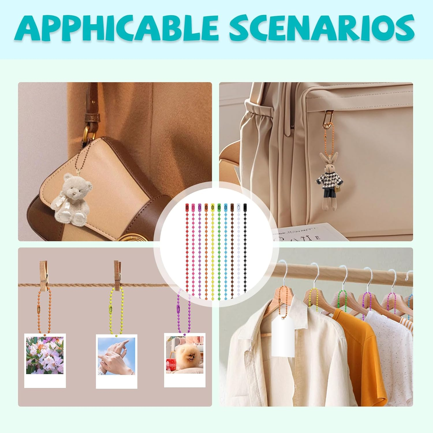 200 PCS Ball Chain Keychain, Metal Ball Chain Necklace,Dog Tag Chain Ball Chain Necklace Bulk Ball Chain Connectors