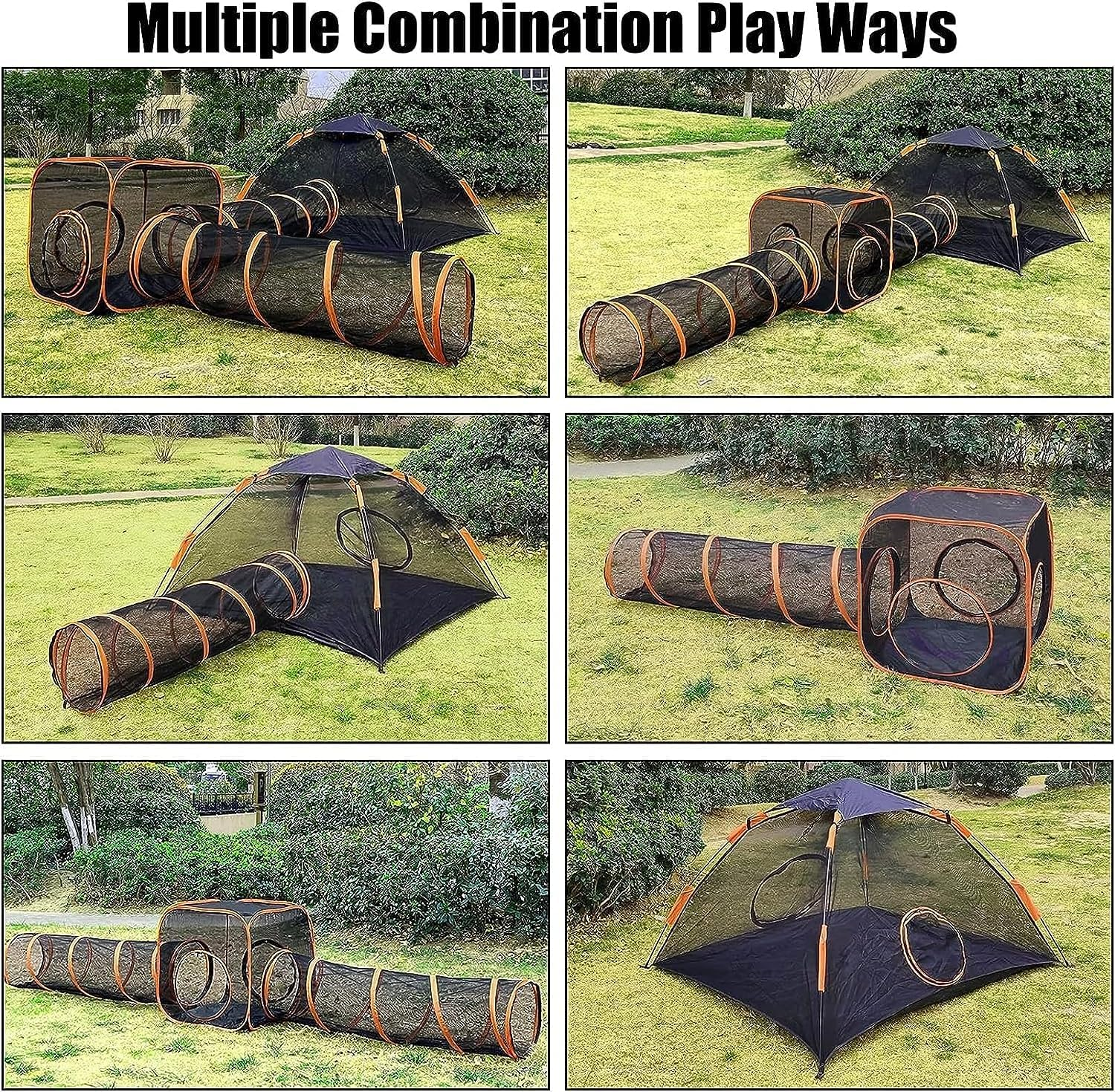 4-In-1 Cat Tunnel for Indoor Cats Outdoor Cat Enclosures Cat Toys Portable Pet Cat Tent Mesh Pet Tunnel Playpen for Small Animal