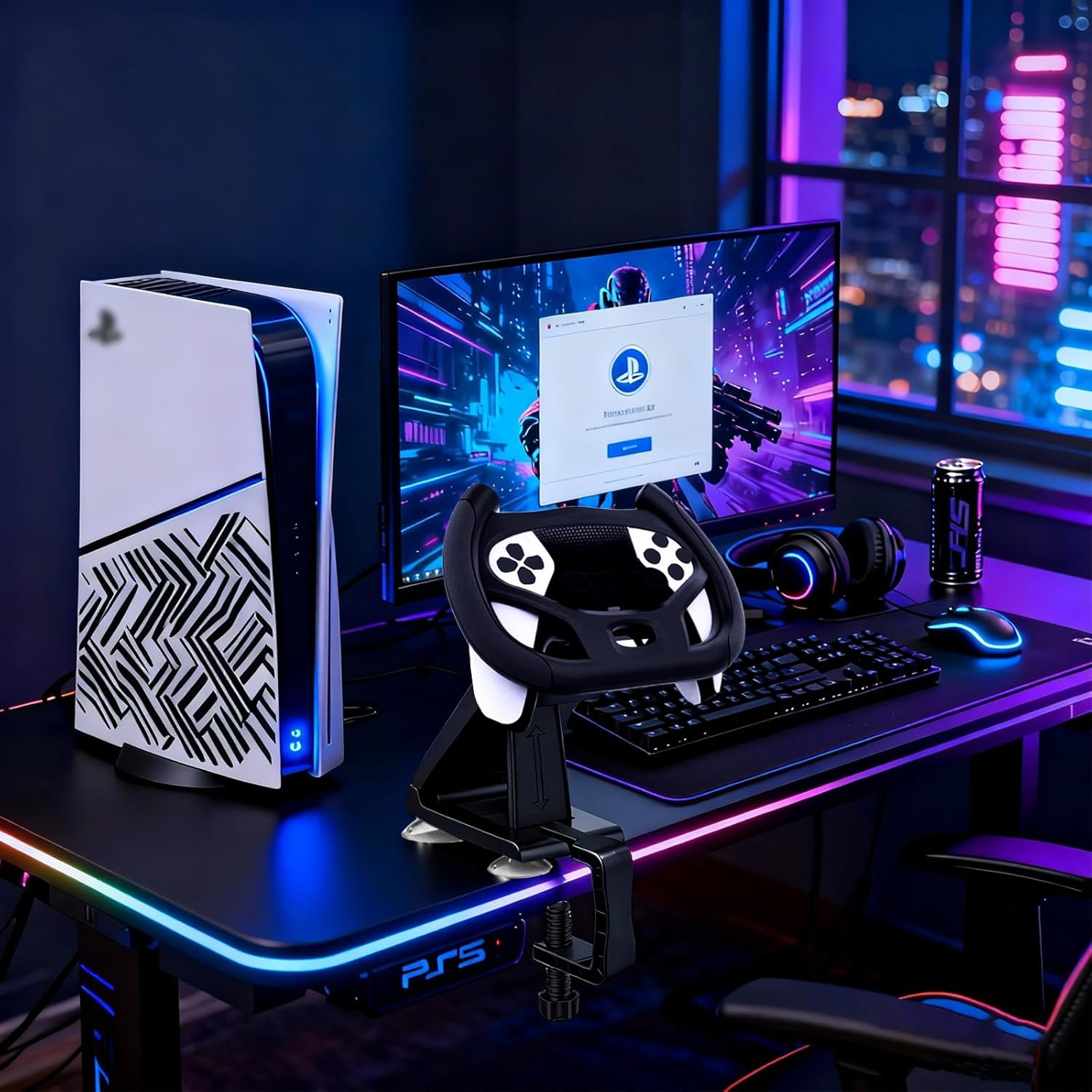 PS5 Gaming Racing Wheel for PS5/PS5 Edge Controllers, Meagadream Steering Wheel Stand with 4 Table Suction Cup & Upgraded Bolt Base for Playstation 5 Dualsense|Edge Controller Accessories image number 4