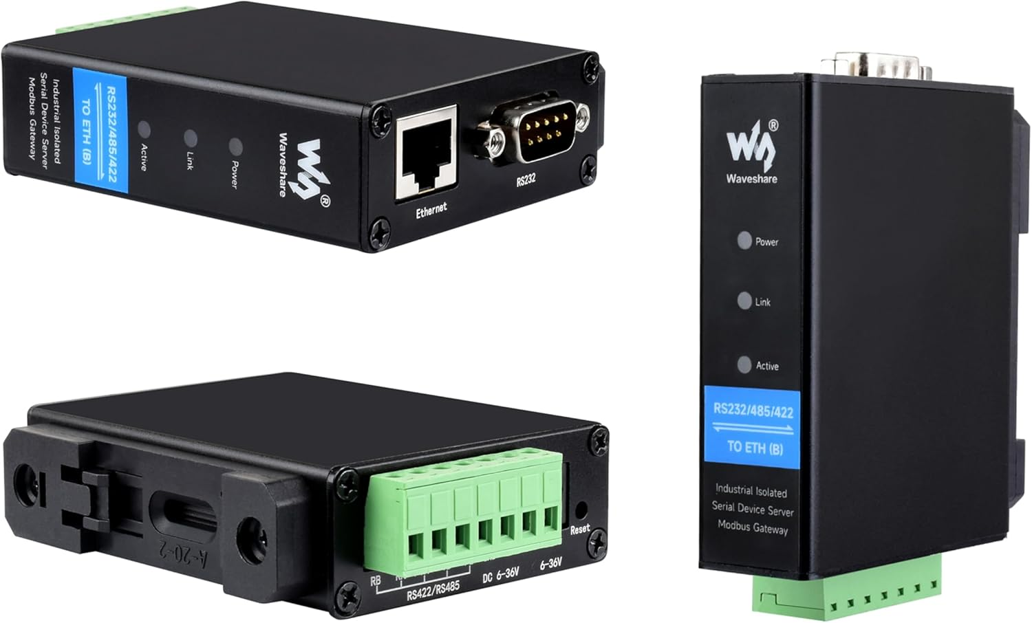 RS232/485/422 to RJ45 Ethernet Converter, Bi-Directional Transparent Data, TCP/IP to Serial, Rail-Mount Serial Server for Data Acquisition, Iot Gateway Intelligent Instrument Monitoring image number 2