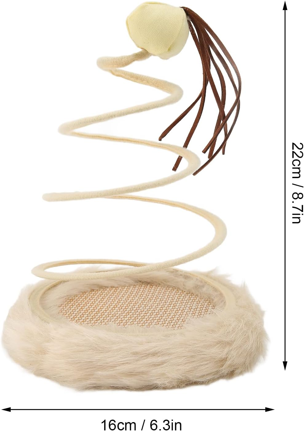 Spring Plate Interactive Cat Toy, Foldable High Elasticity Stable Standing Interactive Cat Toy with Scratcher Base to Kill Time and Keep Fit(Ball) image number 6