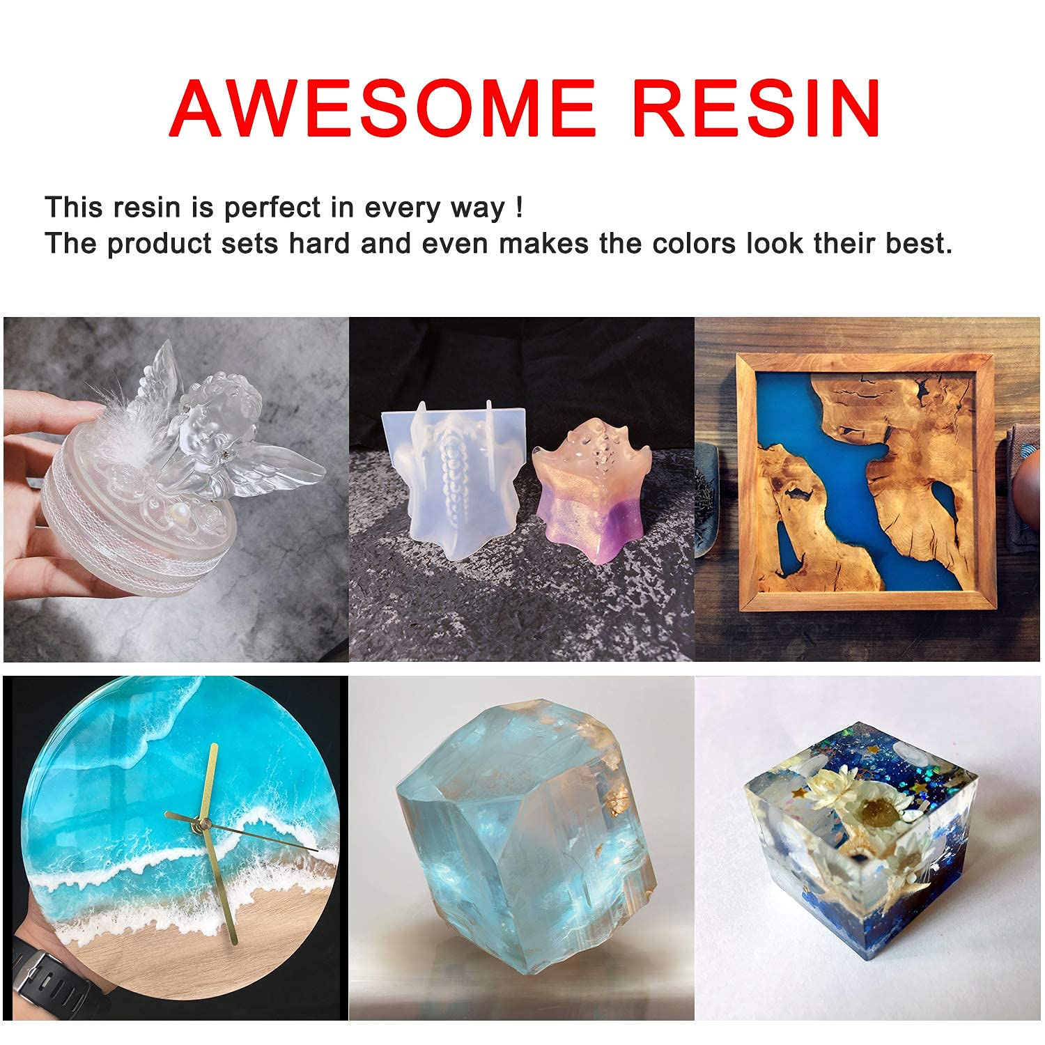 Epoxy Resin Kit, for Art, Jewelry, Crafts, Keychain - Including Crystal Clear, Odor Free, High Gloss, Bubble Free, Premium Quality, Easy Casting, Craft Resin (A500Ml/16.9Fl.Oz+B500Ml/16.9Fl.Oz) image number 1
