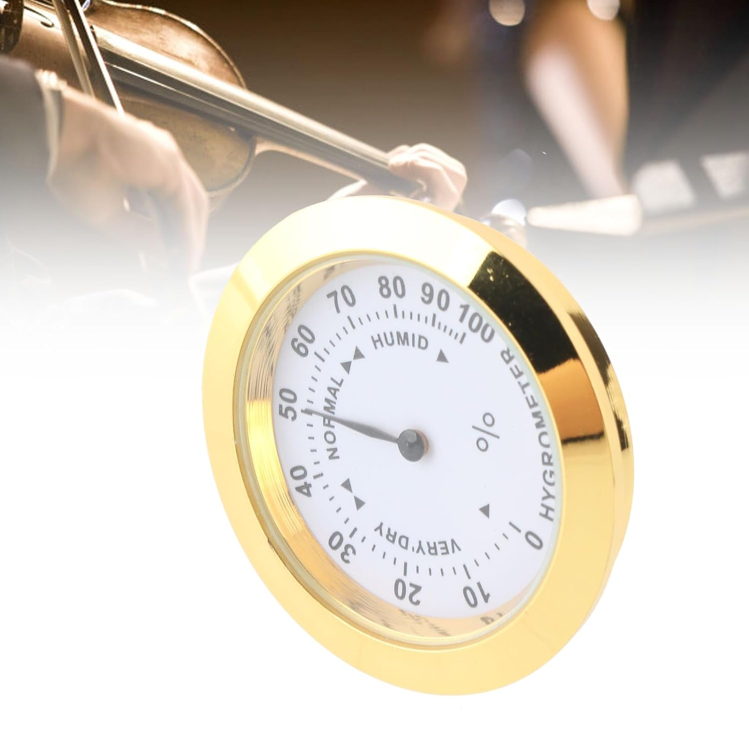 Violin Case Hygrometer - Alloy round Humidity Meter for Guitars and Musical Instruments, User-Friendly and Portable Design image number 4