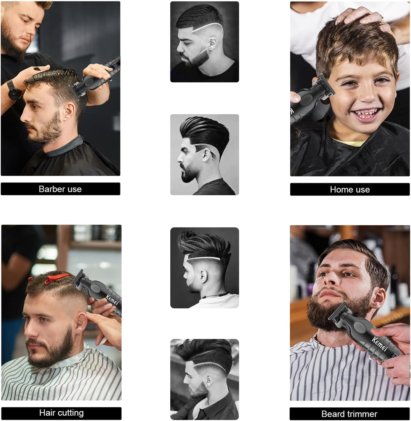KEMEI Trimmer Professional Cordless Hair Clipper for Men Electric Beard Trimmers Barber Hair Cuttings Kit, Zero Gapped T Blade Trimmers with LCD Display, KM-2293, Black image number 3