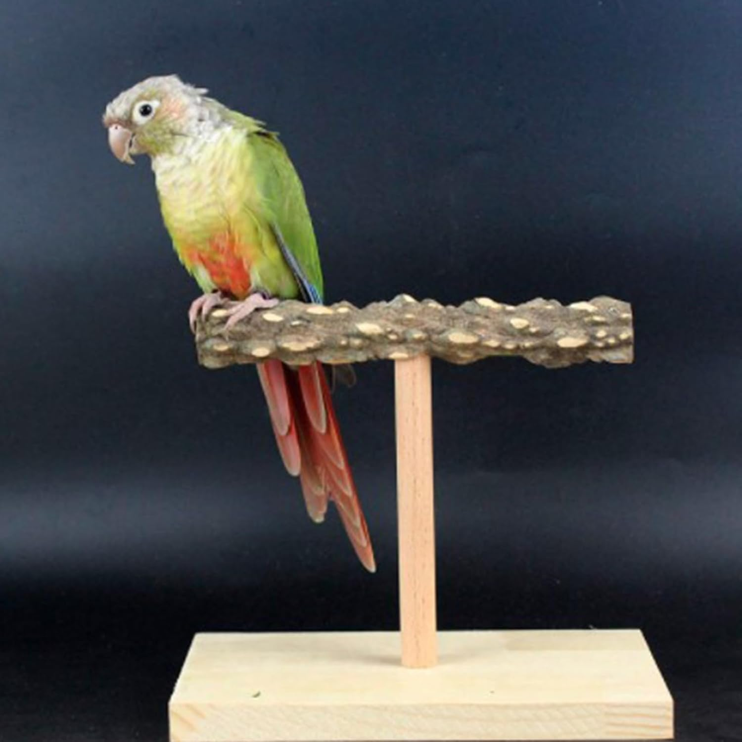 Perches for Parakeets,Natural T Shape Wood Bird Perch - Table Top Cockatiel Perch Bird Exercise Toy for Cockatiel Budgerigars Love Bird Macaws Parrots Peonies - S image number 6