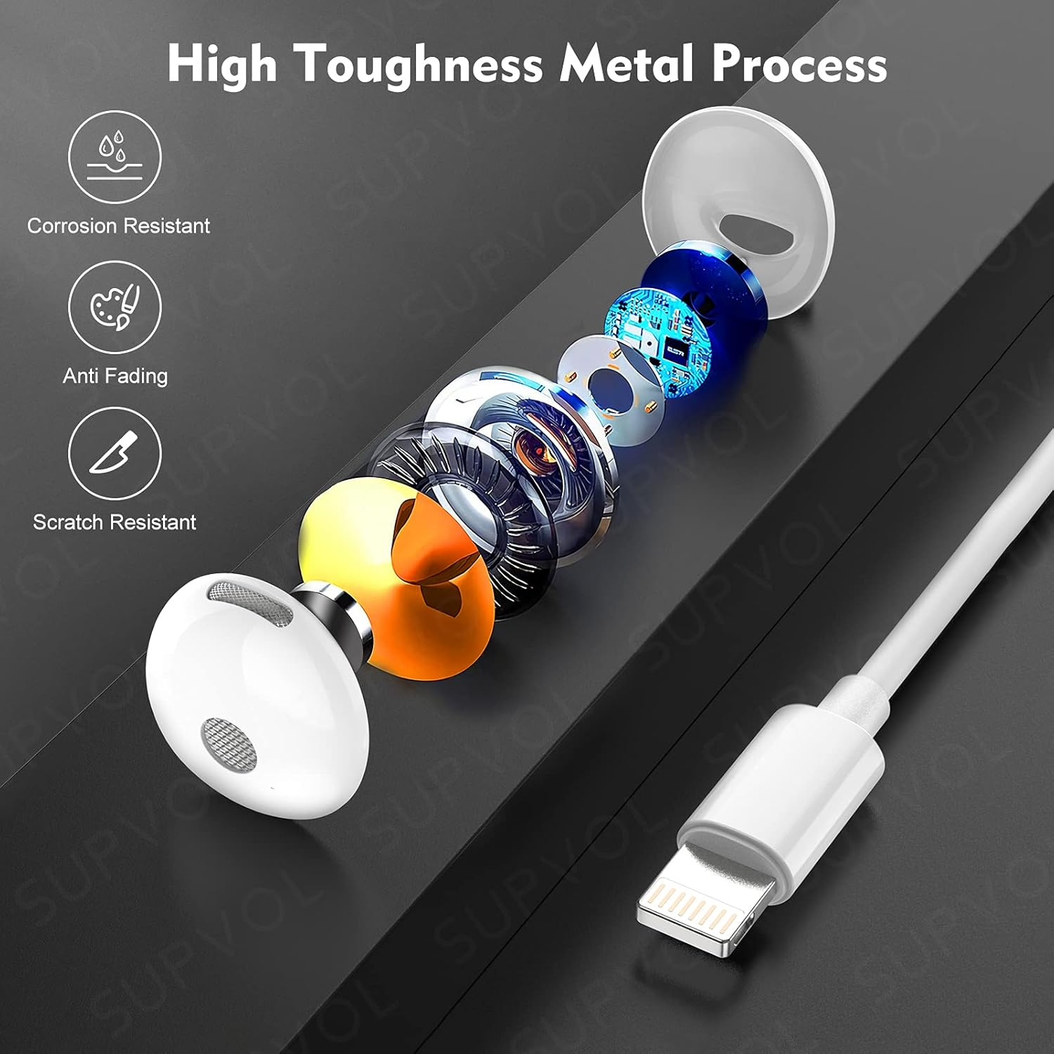Phone Earbuds 2Pack with Lightning Connector [Apple Mfi Certified] Iphone Wired Earphones Headphones for Iphone 14/13/12/11/SE/X/XR/XS (White) image number 3