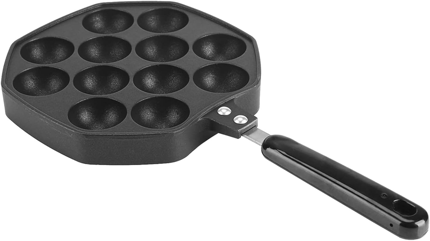 QANYEGN 12 Cavity Takoyaki Pan, Non Stick Aluminum Takoyaki Skillet, Squid Ball Pancake Maker Baking Cooking Tool image number 4