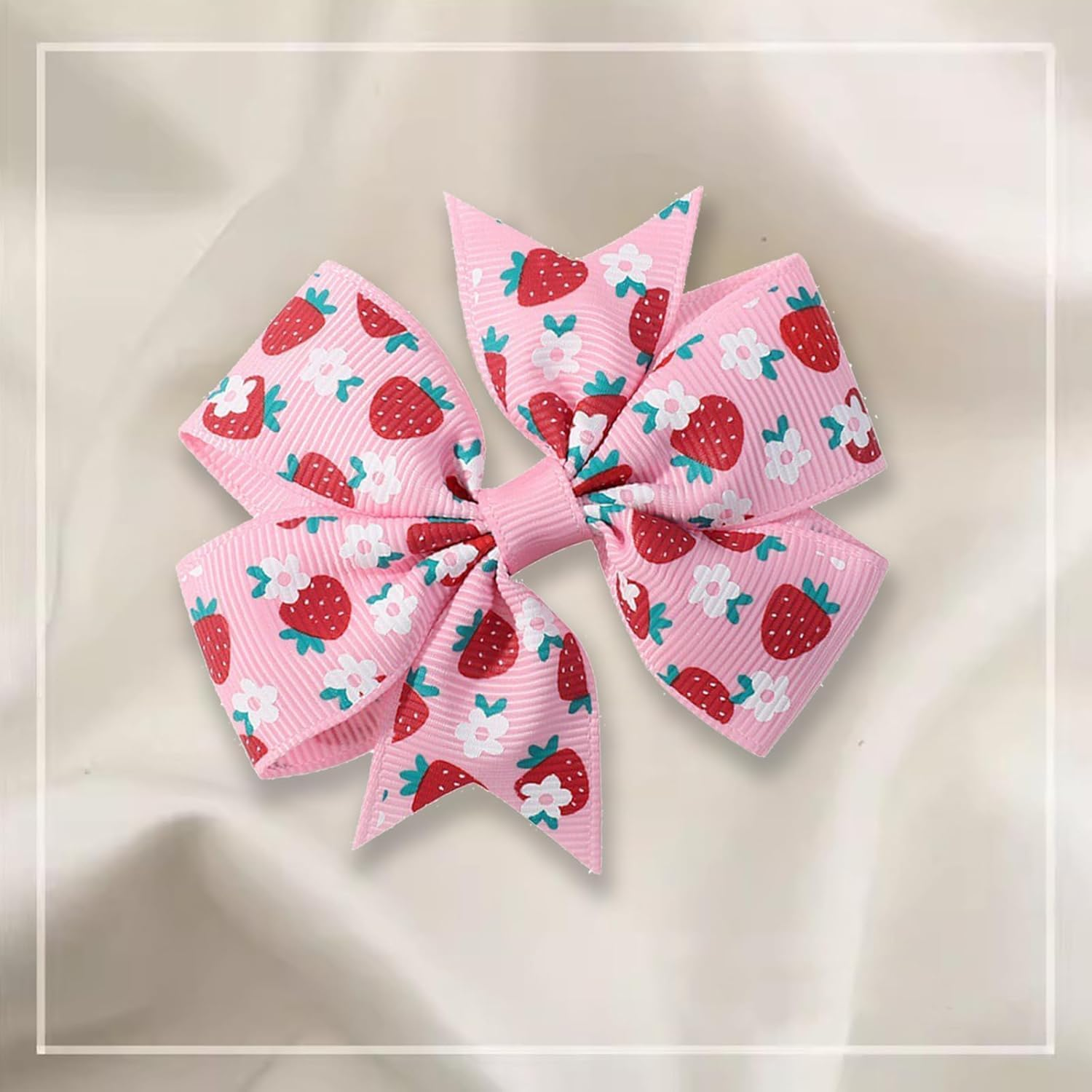 AGDGV Strawberry Hair Bows Clips 2Pcs - Adorable Alligator Clip Barrettes for Girls, Toddlers & Kids | Cute Fruit-Themed Hair Accessories with Ribbon Design image number 3