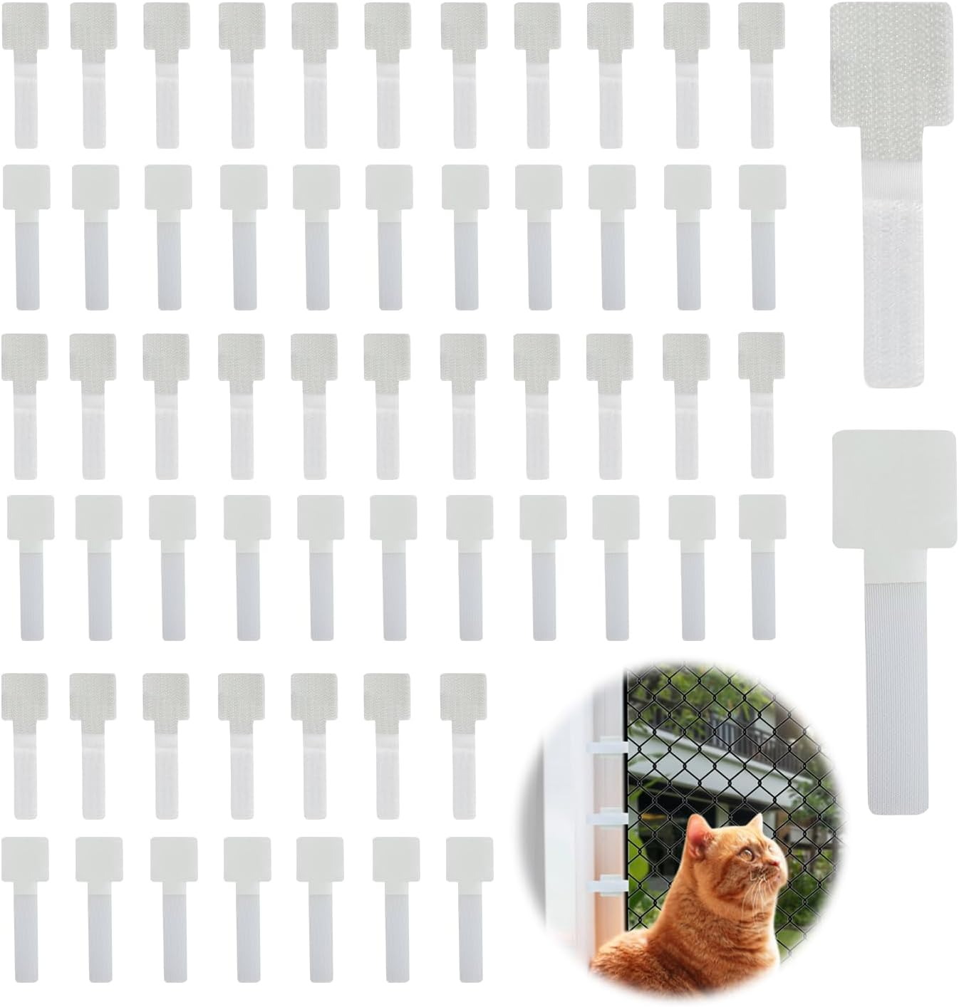 Pack of 60 Cat Net Attachment Cat Net Adhesive Hooks 3M Model Attachment of Cat Net for Balcony No Drilling Outdoor Adhesive Hooks for Cat Net Balcony Cat Protection Net (Without Cat Net, White) image number 5