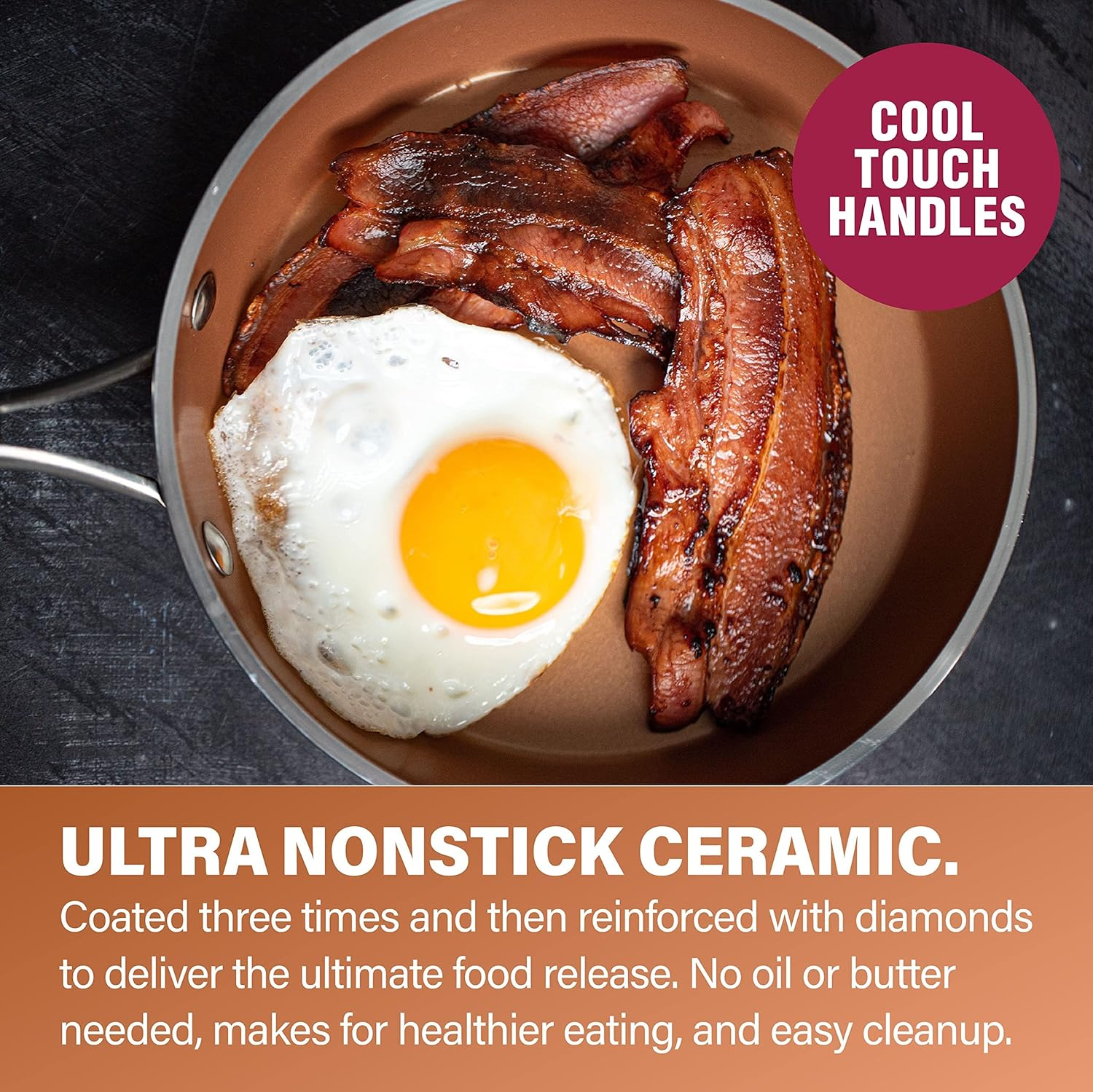 Gotham Steel Hammered Copper Collection &ndash; 20 Piece Premium Pots and Pans Set Nonstick Ceramic Cookware + Bakeware Set for Kitchen, Induction/Dishwasher/Oven Safe, Healthy and Non Toxic image number 1