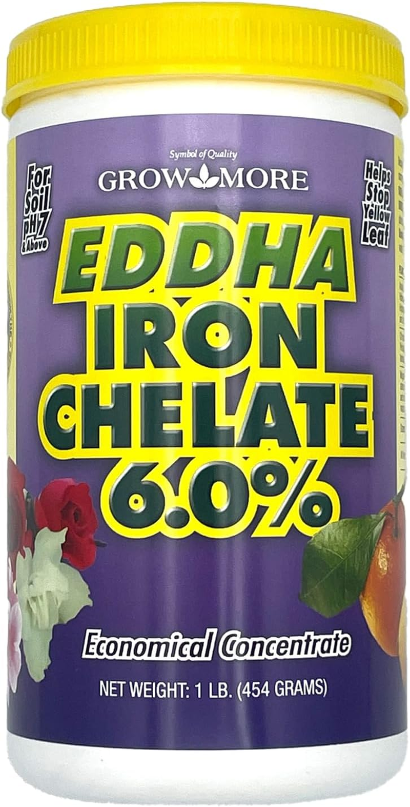 Grow More 0.2-0-0 EDDHA Iron Chelate for Greener Plants on Soils with Ph of 7 or above - 1Lb of Water Soluble Chelated 6% Iron for Plants image number 1