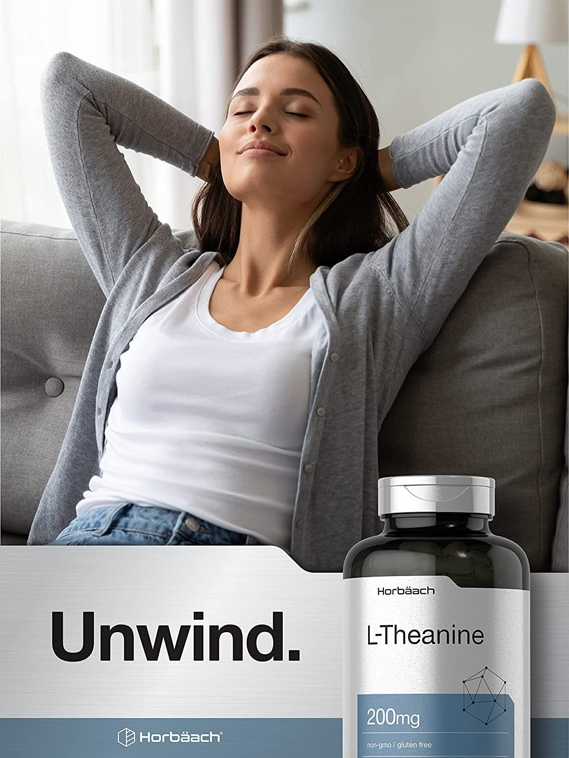 L Theanine 200Mg | 400 Capsules | Value Size | Non-Gmo, Gluten Free Supplement | by Horbaach image number 2