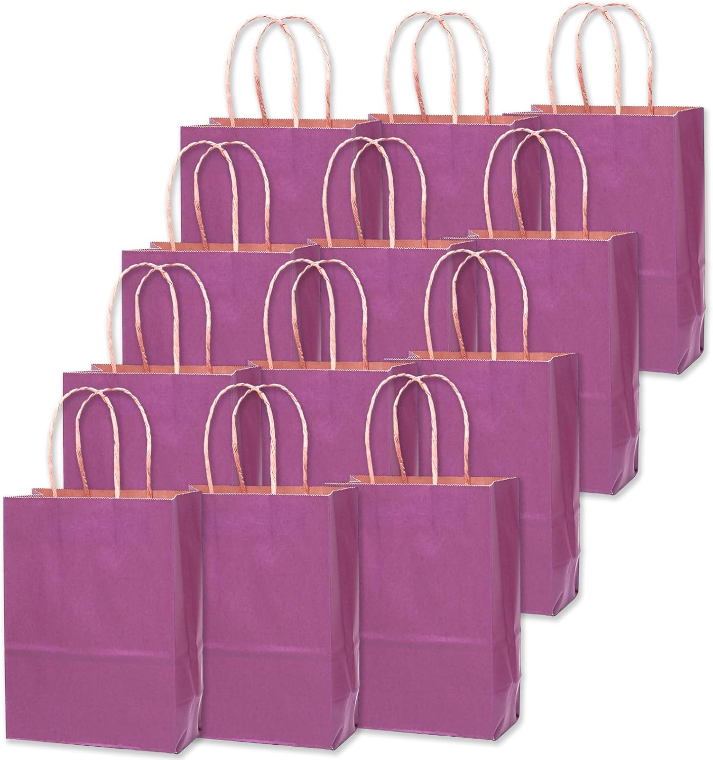 Gcardist 32 Kraft Bags 21X15X8Cm with Handles Small Gift Party Bags Purple Shopping Treat Bags Multiple Uses（8.3X6X3.2Inch Small Size） image number 3