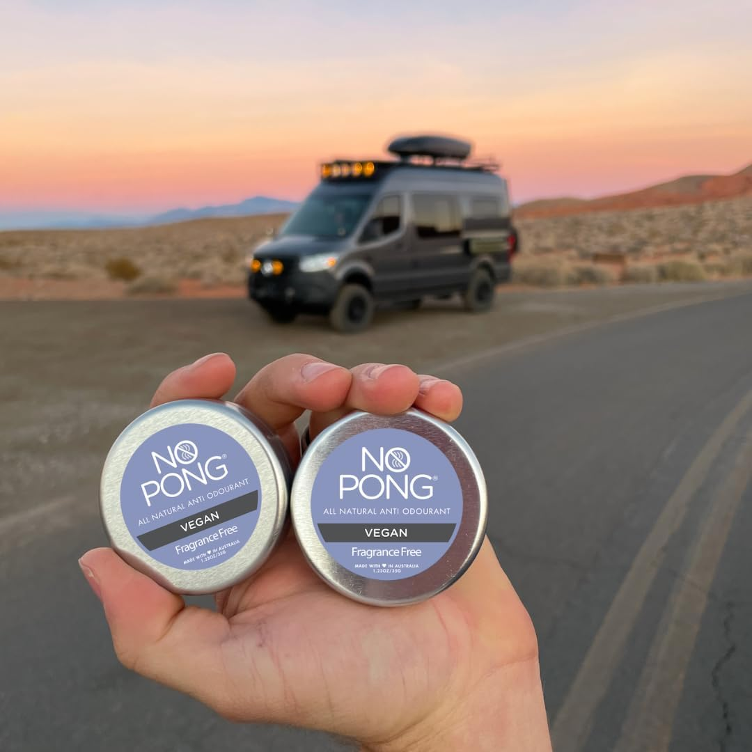 No Pong Vegan All-Natural Deodorant Fragrance-Free, Sensitive. Paraben, Aluminum, Plastic-Free. Made in Australia. 35G.