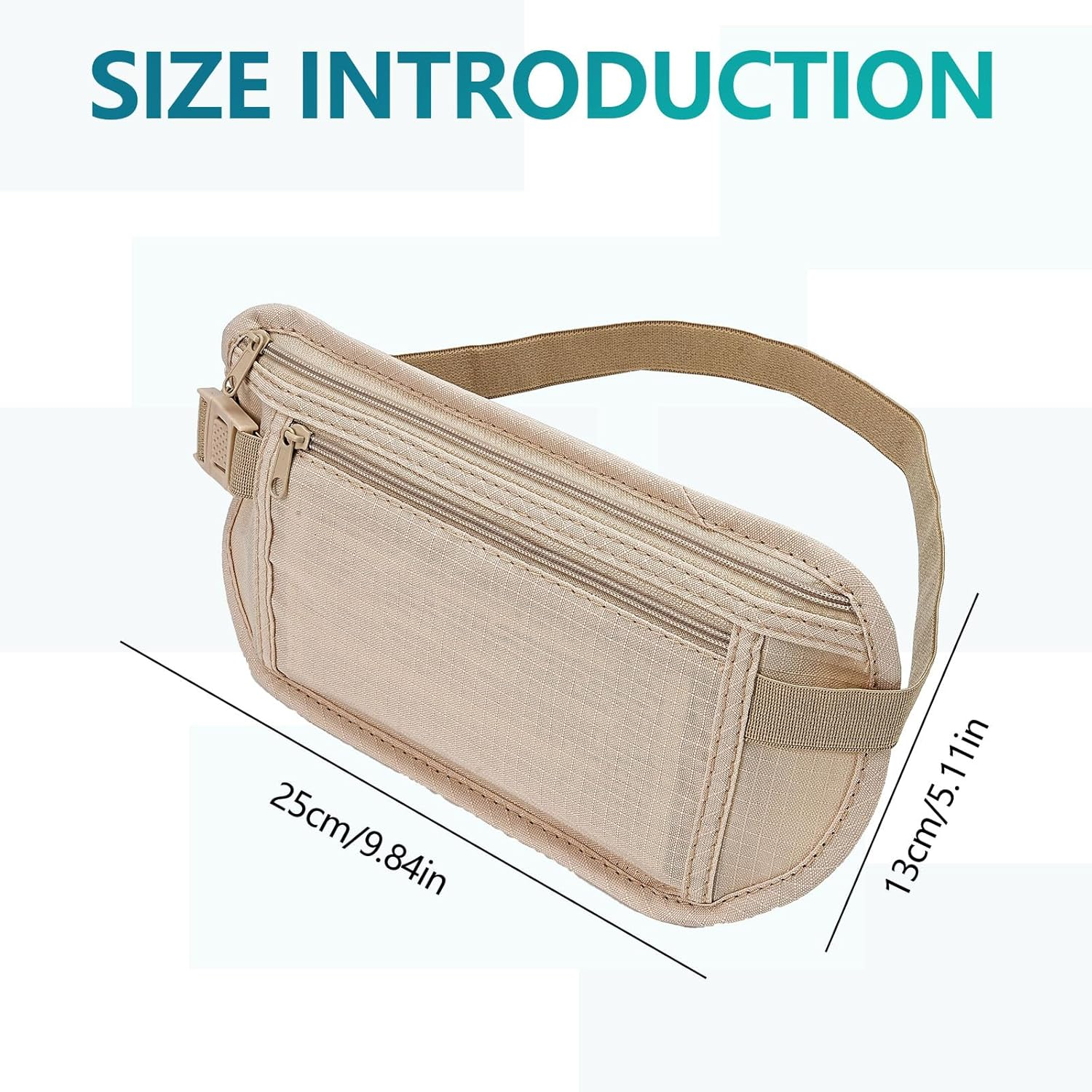 Money Belt for Travel - 2 Pcs Waist Wallet and Hidden Pouch, Passport Holder under Clothes for Women image number 2