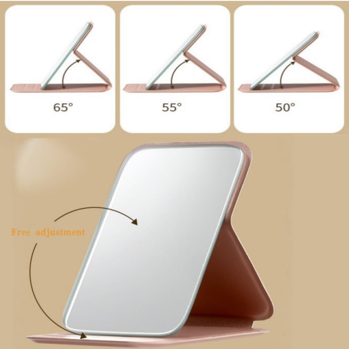 Zxjsisy 2-Piece Mini Portable Makeup Mirror with High-Definition Anti-Distortion Glass, Suitable for Students to Carry, Fold and Hold, Suitable for Travel and Dormitories