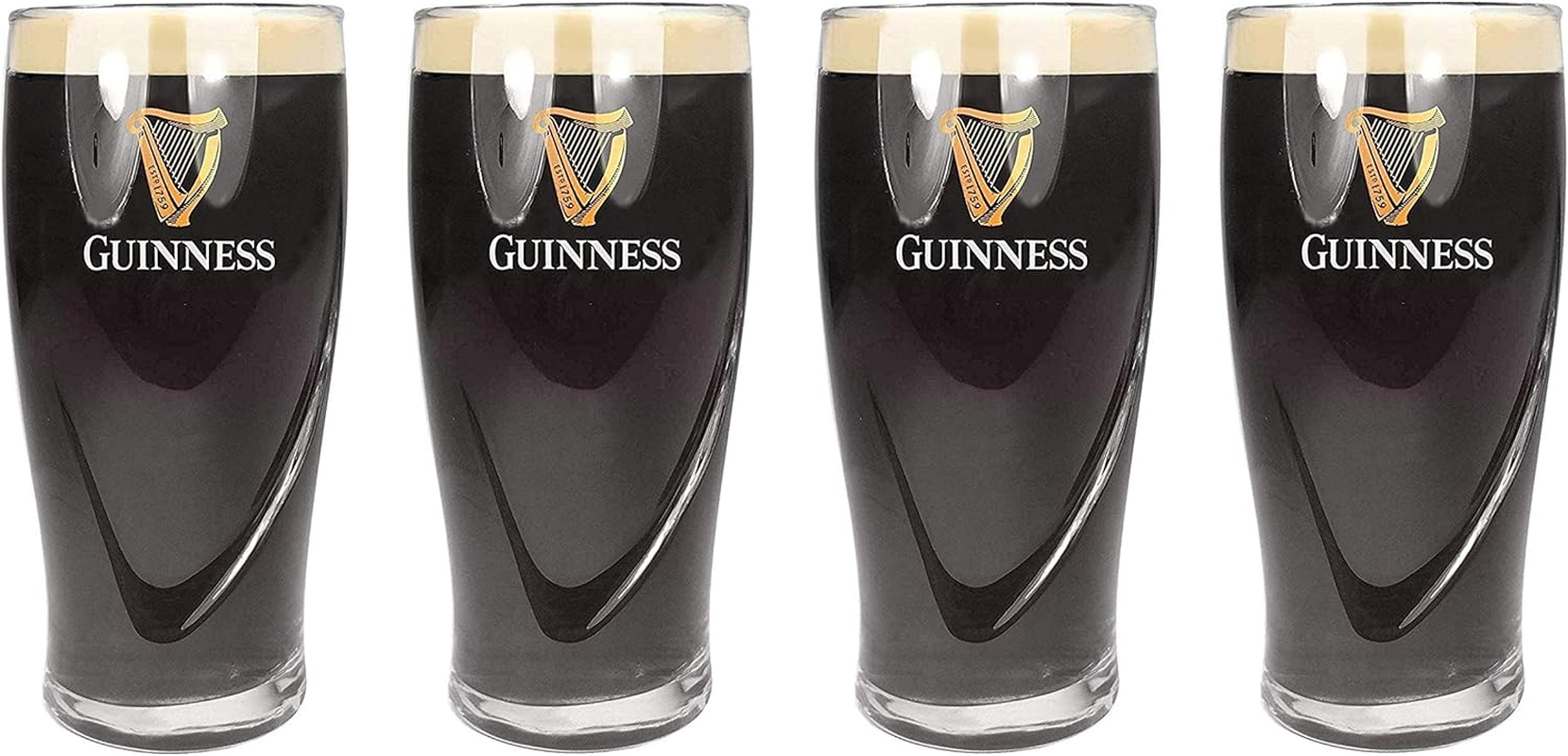 M.E.G Cards & Gifts Guinness Official Merchandise Embossed Pint Beer Glass (Set of 4) image number 1