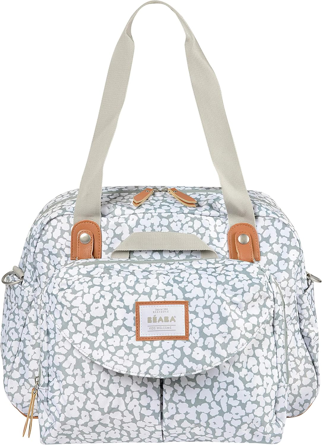 B&eacute;aba, Gen&egrave;ve II 940271 Modular Changing Bag with Multiple Compartments, Removable Front Pocket, Changing Mat, Insulated Lunch Bag, Pram Attachment System, Sage Green