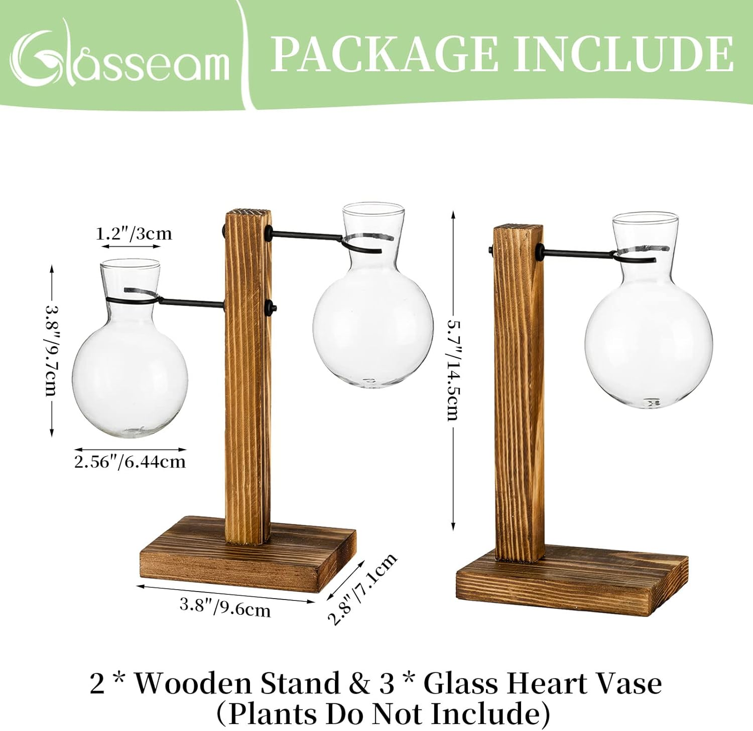 Glasseam Plant Propagation Station Glass Terrarium Cute Propogation Stations Hydroponic Vase Bulb Planter for Indoor Plants Desktop Propagated Jars for Home Office Decor Birthday image number 3