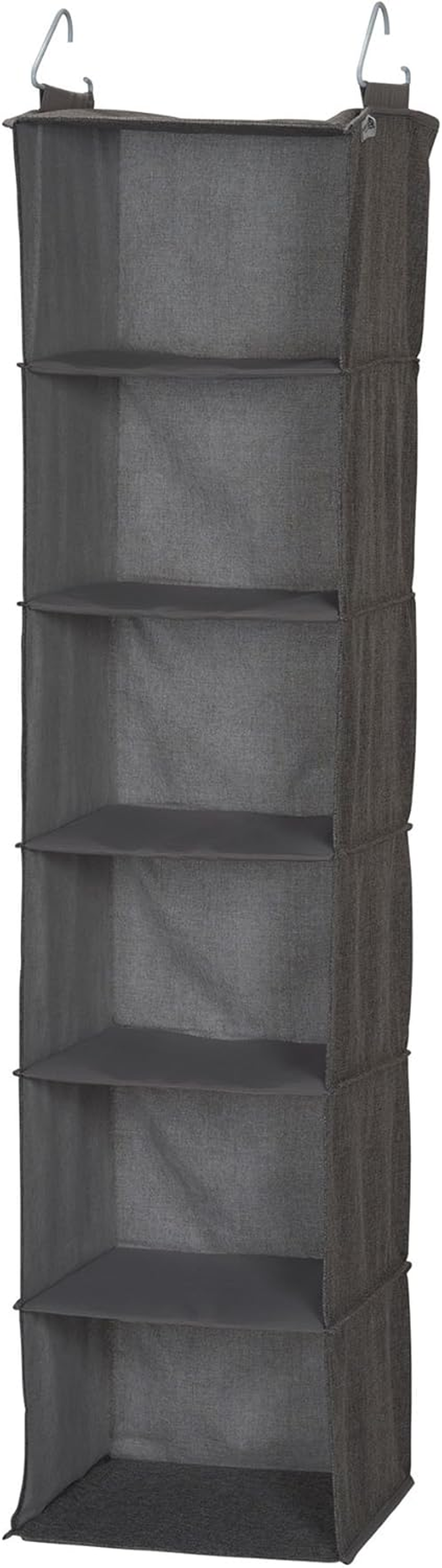 Household Essentials 10-Shelf Wide Hanging Shoe Organizer, Soft and Durable Polyester, Versatile, Breathable, Stylish, Compact, Sturdy Hooks for Rod or Wire Closets, Gray