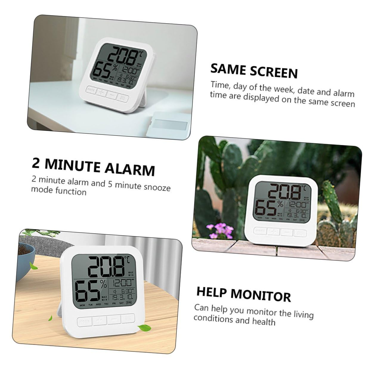 Veemoon High Accuracy Digital Hygrometer with Temperature Humidity Monitor Indoor Electronic Thermometer for Home Office Folding Stand and Wall Mount Options Celsius Fahrenheit Display