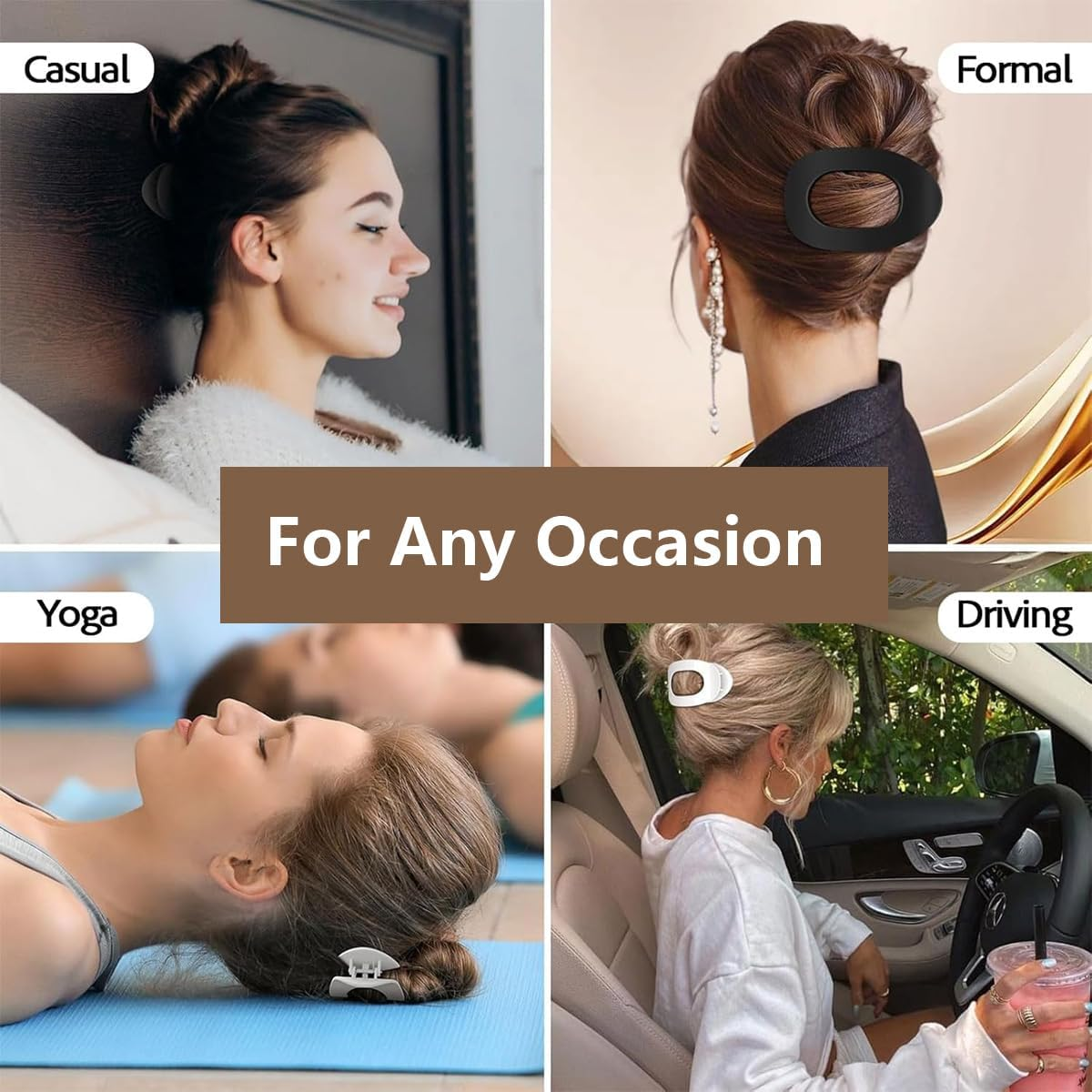 Pack of 6 Women'S Flat Hair Clips, Flat Hair Clips, Ladies, Duck Beak Hairs Clip, Strong Hold, French Flat Hairs Clips for Thick or Thin Hairs, Flat for Everyday, Sports, Driving, Oval Design image number 6