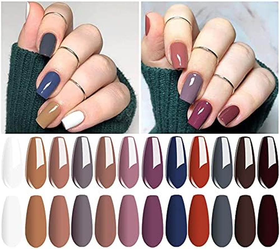 Vishine Gel Nail Polish Kit 12 Color Set, Popular Autumn Winter Gel Colors Collection, Nude Purple Maroon White UV Nail Gel Colors Manicure Set 8Ml Each Bottle image number 2
