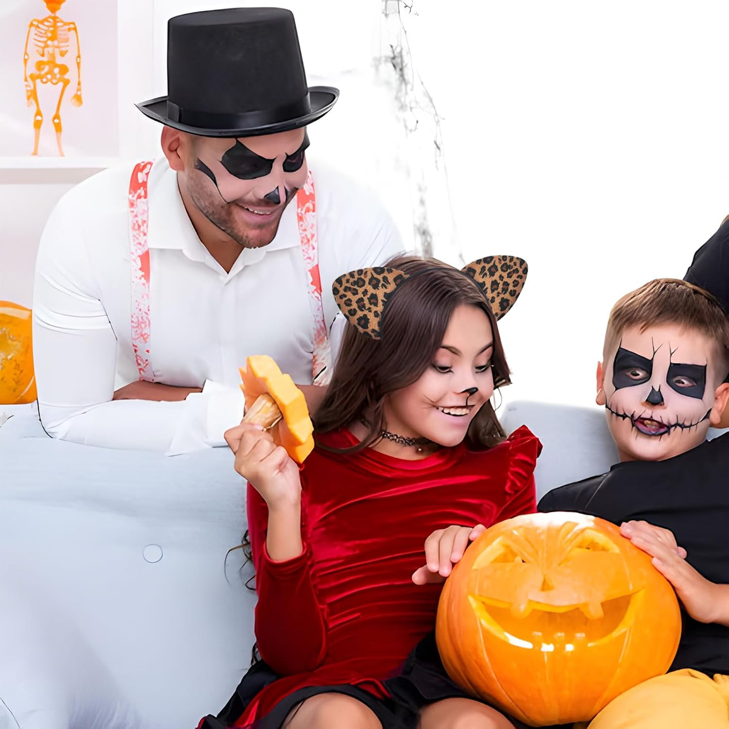 Leopard Ears Halloween Headband, Elastic Bands Leopard Hair Hoop Cat Headpiece, Cute Animal Print Hair Accessories, Halloween Cosplay Costume Hair Accessories for Adult and Kids Festivals Party image number 1