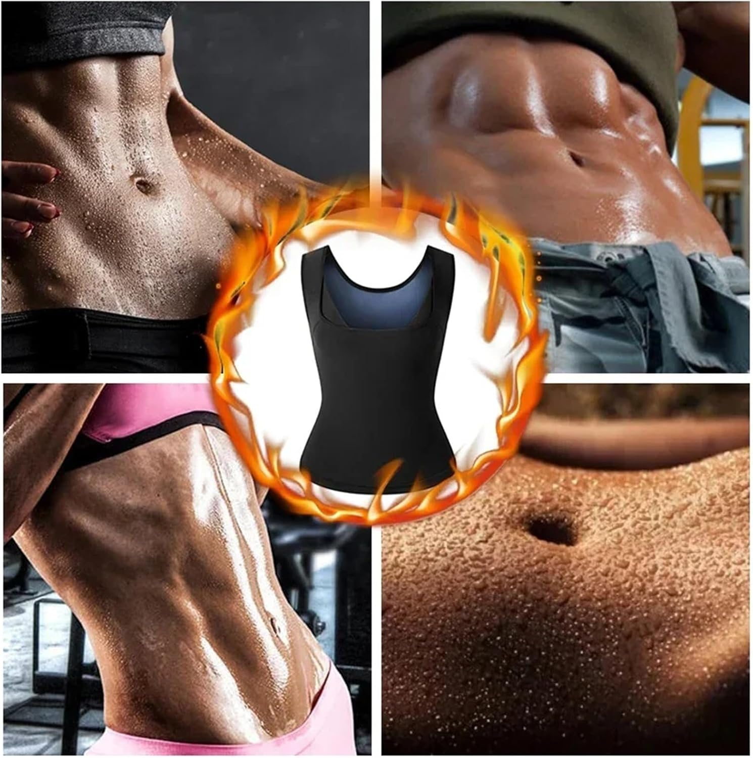 Sweat Sauna Vest for Men, Heat Trapping Polymer Vest, Gym Fat Burning Tank Tops Sauna Suit Workout Tank Top Pullover Waist Trainer Shirt Body Shaper（L/Xl） image number 2