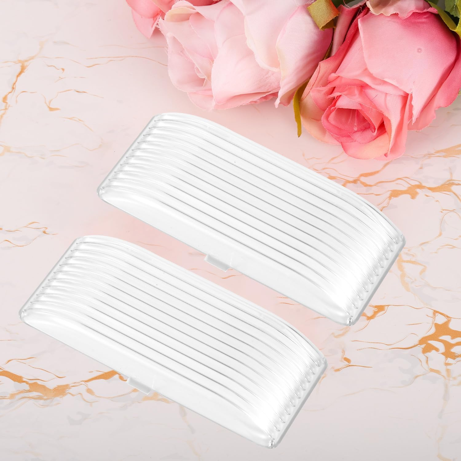 2Pcs Replacement Lens Parts for RV Exterior Porch Light, Plastic Camper Lights Cover Trailer Accessories Compatible with BARGMAN 34-78-517,515, 522 (Transparent)