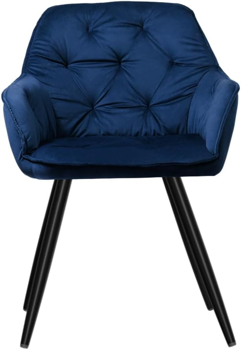 Artiss Fabric Dining Chairs Set of 2, Kitchen Chairs with Metal Legs, Upholstered Nursing Seats Reading Seating, Home Furniture for Living Room Bedroom Cafe Office, Blue in 42Cm Seat Height - Green image number 2