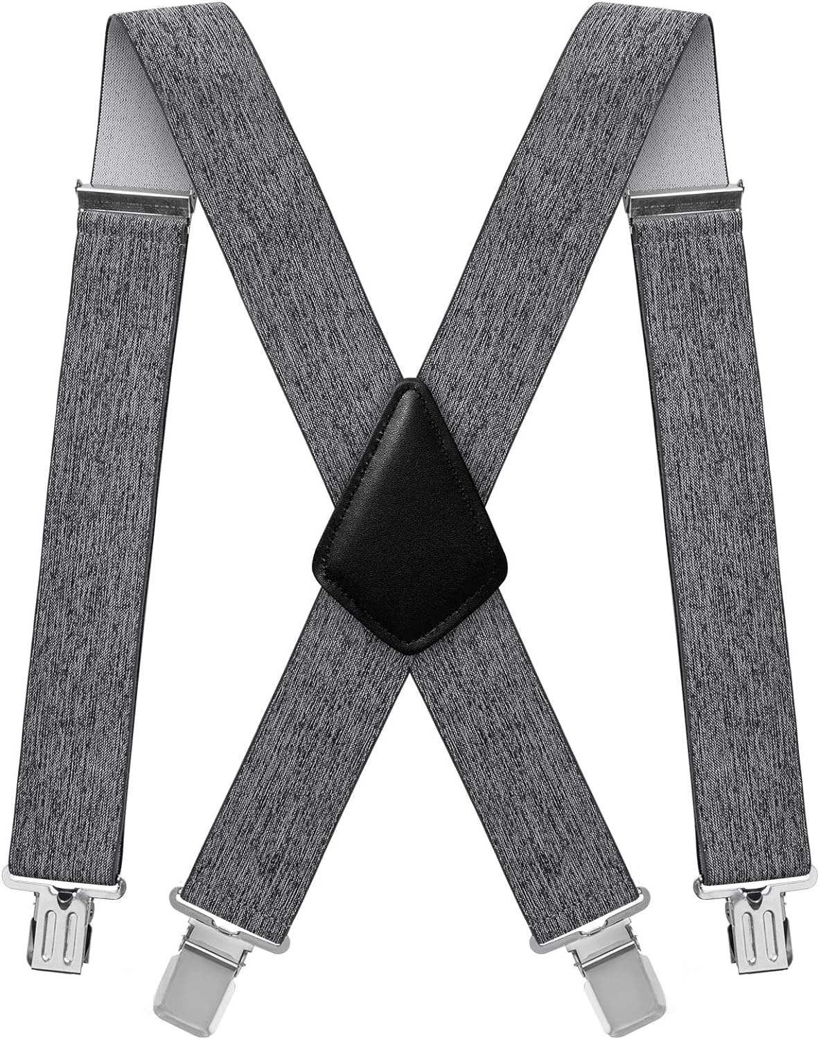 Fasker Mens Suspenders Y-Back 2" Wide Adjustable Braces Solid Straight Clip Suspenders