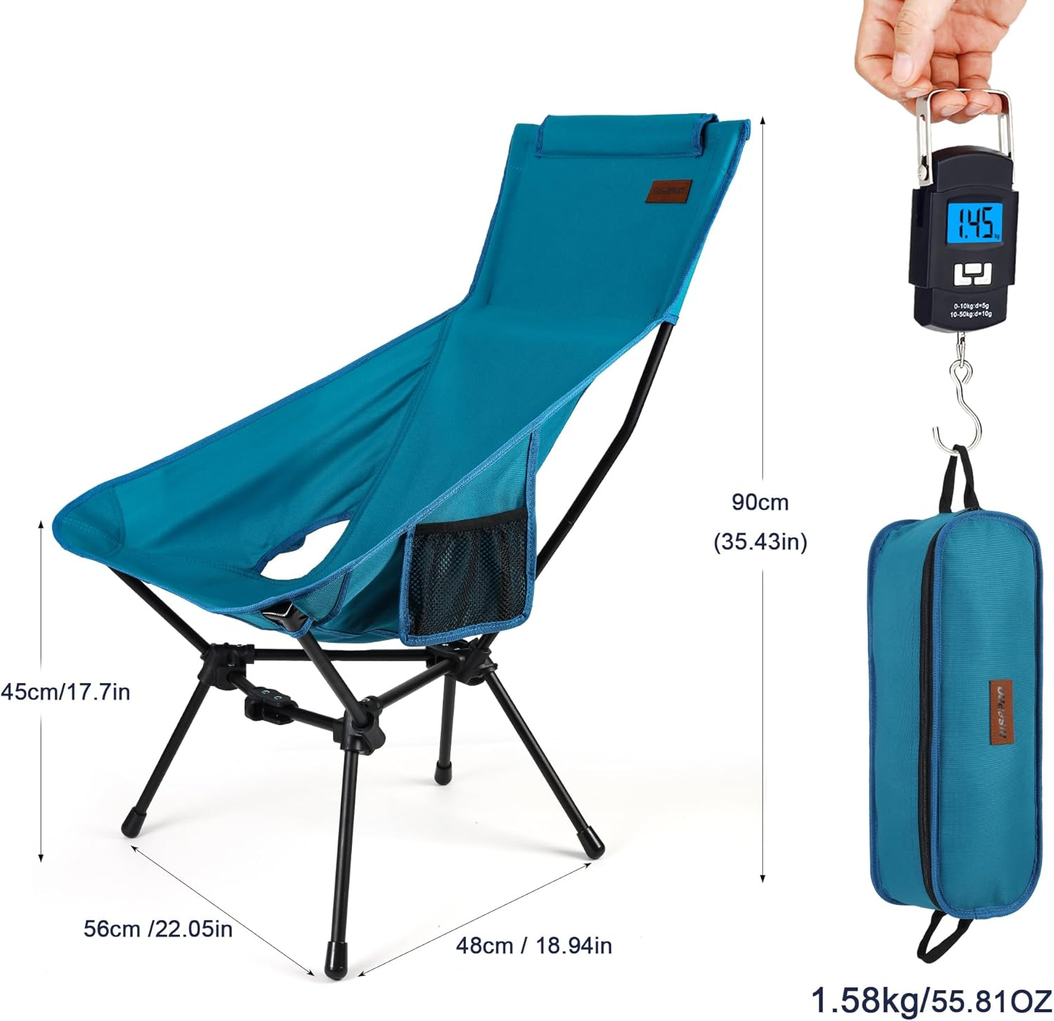 RISEPRO Upgraded Outdoor Camping Chair Portable Lightweight High Back Folding Camp Chairs with Sturdy Triangular Structure & 2-Sided Pocket for Outdoor Backpacking Hiking Travel Picnic Fishing DC image number 4