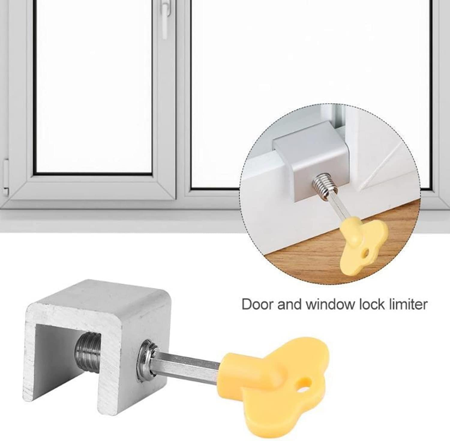 Window Locks, 8 Sets Sliding Security Window Locks for Vertical Horizontal Sliding Windows Sliding Doors, Adjustable Window Locks Security Window Stoppers for Patio Bedroom Home and Office image number 6