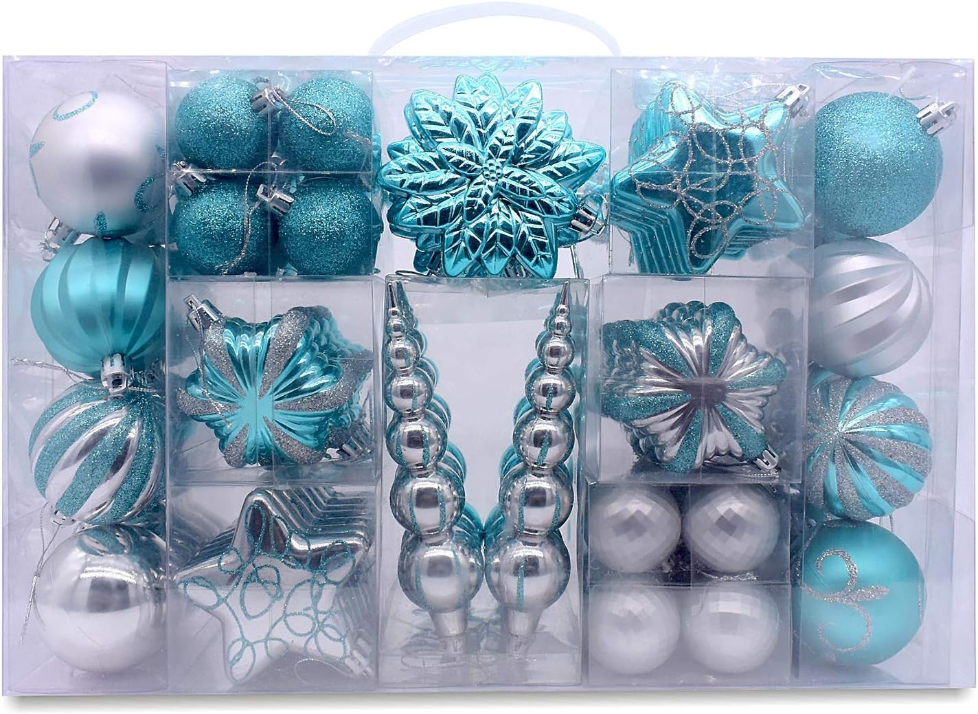 73Ct Assorted Shatterproof Christmas Ornaments Luxury Collection Set in Reusable Hand-Held Gift Package for Christmas Tree Decoration (Black) image number 3